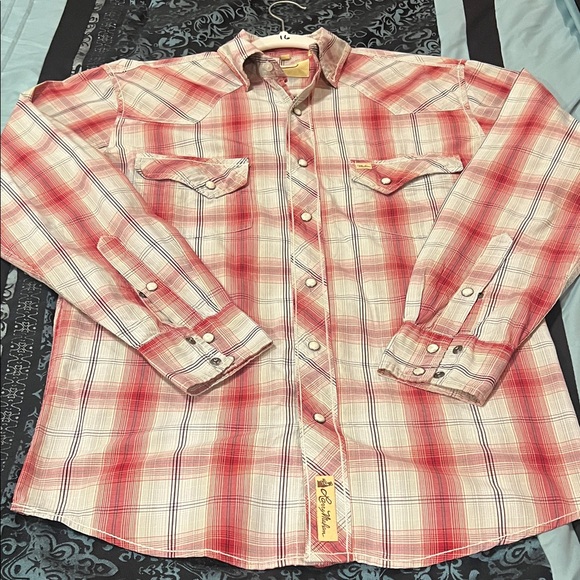 Larry Mahan Other - LARRY MAHAN MENS Red and White Plaid Button Down Shirt, nice, size small